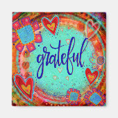 Grateful  Fun Floral Modern Inspirity Magneet (Voorkant)