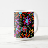 Grateful Fun Floral Whimsical Leuke Vriend Koffiemok (Voorkant rechts)