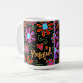 Grateful Fun Floral Whimsical Leuke Vriend Koffiemok (Voorkant links)