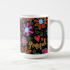 Grateful Fun Floral Whimsical Leuke Vriend Koffiemok