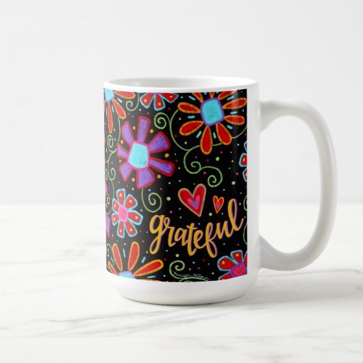 Grateful Fun Floral Whimsical Leuke Vriend Koffiemok (Rechts)