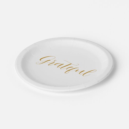 Grateful Gold Script minimalistische Thanksgiving Papieren Bordje (Gekanteld)