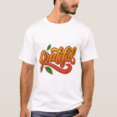 Grateful Gradient Script met bladeren T-shirt (Voorkant)