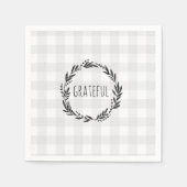 Grateful Gray Gingham Pattern Wreath Servet (Voorkant)