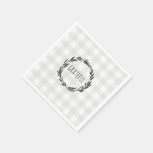 Grateful Gray Gingham Pattern Wreath Servet (Hoek)