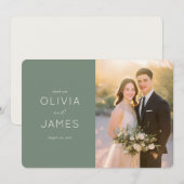 Grateful Green Elegant Photo Bedankkaart (Voorkant / Achterkant)