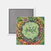 Grateful Green Fun Floral Moderne Inspirivity Magneet (Voorkant / Achterkant)