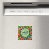 Grateful Green Fun Floral Moderne Inspirivity Magneet (Insitu (Vaatwasser))