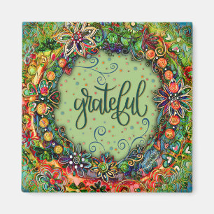 Grateful Green Fun Floral Moderne Inspirivity Magneet
