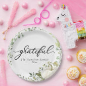 Grateful Greenery Pumpkin Thanksgiving Dinner Papieren Bordje (Feest)