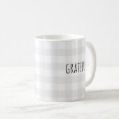 Grateful Grey Check Pattern Coffee Mok (Voorkant rechts)