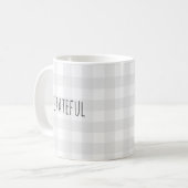 Grateful Grey Check Pattern Coffee Mok (Voorkant links)