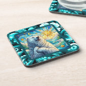 Grateful grillige Polar Beer Faux Glas in lood Bier Onderzetter (Linkerzijde)