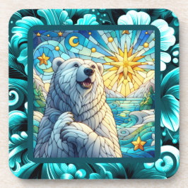 Grateful grillige Polar Beer Faux Glas in lood Bier Onderzetter