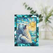 Grateful grillige Polar Beer Faux Glas in lood Briefkaart (Staand voorkant)