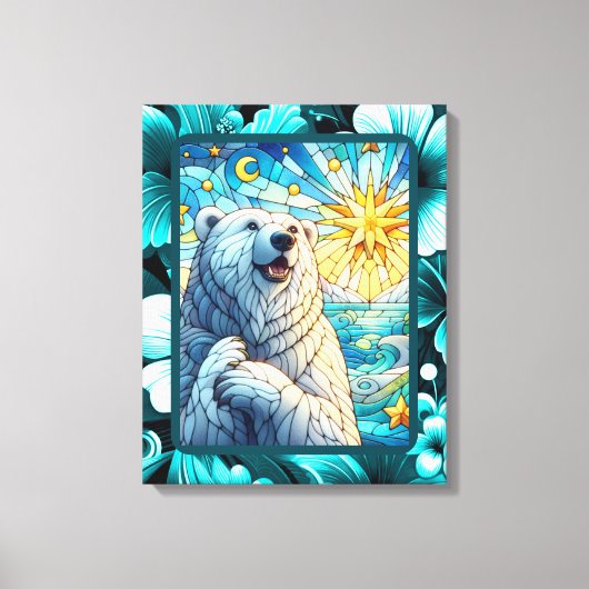 Grateful grillige Polar Beer Faux Glas in lood Canvas Afdruk (Voorkant)