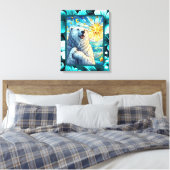Grateful grillige Polar Beer Faux Glas in lood Canvas Afdruk (Insitu (Slaapkamer))