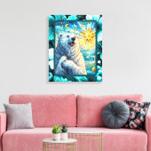 Grateful grillige Polar Beer Faux Glas in lood Canvas Afdruk (Insitu (Woonkamer))
