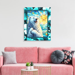 Grateful grillige Polar Beer Faux Glas in lood Canvas Afdruk