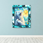 Grateful grillige Polar Beer Faux Glas in lood Canvas Afdruk (Insitu (Houten vloer))