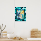 Grateful grillige Polar Beer Faux Glas in lood Poster (Keuken)