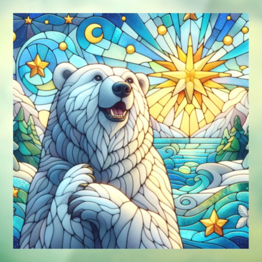 Grateful grillige Polar Beer Faux Glas in lood Raamsticker (Vel 3)