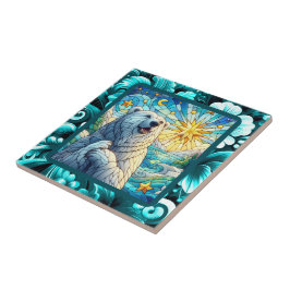 Grateful grillige Polar Beer Faux Glas in lood Tegeltje