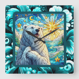 Grateful grillige Polar Beer Faux Glas in lood Vierkante Klok