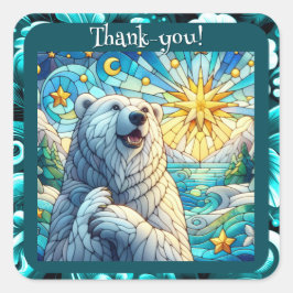 Grateful grillige Polar Beer Faux Glas in lood Vierkante Sticker