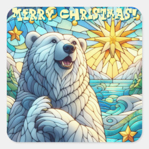 Grateful grillige Polar Beer Faux Glas in lood Vierkante Sticker