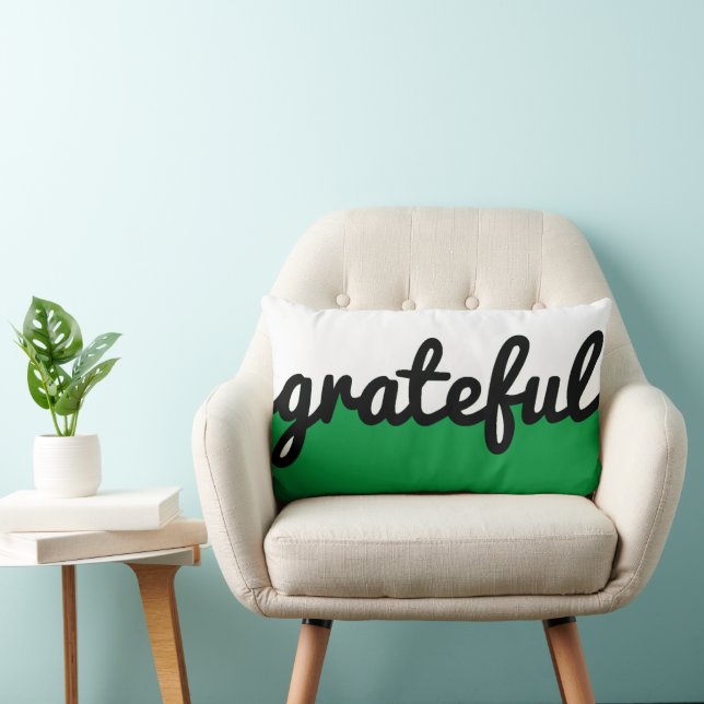 Grateful groen zwart wit kleurenblok kussen (Stoel)