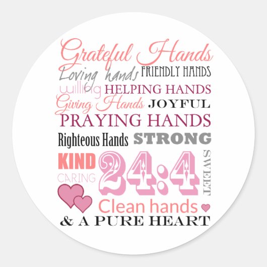 Grateful hands ronde sticker (Voorkant)