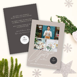 Grateful Handwrite Script 3 Foto Stijlvol Business Feestdagenkaart