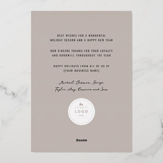 Grateful Handwrite Script 3 Foto Stijlvol Business Folie Feestdagenkaart (Achterkant)