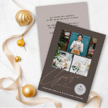 Grateful Handwrite Script 3 Foto Stijlvol Business Folie Feestdagenkaart<br><div class="desc">Stijlvol handschrift script, 3 Multi Photo Collage Modern Business Holiday Kaart / Corporate Holiday Kaart. Een eenvoudige en hedendaagse zakelijke of zakelijke Thanksgiving/vakantiekaart met een voor- en achterontwerp. Pas het aan met je eigen logo. De groet, de tekst en de achtergrond kunnen in om het even welke kleur van uw...</div>