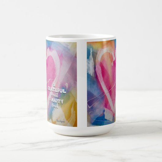 Grateful Happy Heart Mok art van Pedie Wolfond (Center)