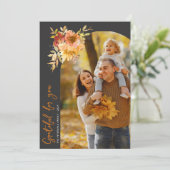 Grateful, happy thanksgiving photo greeting card bedankkaart (Staand voorkant)