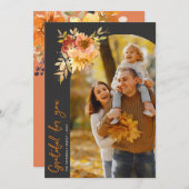 Grateful, happy thanksgiving photo greeting card bedankkaart (Voorkant / Achterkant)