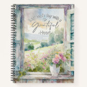 Grateful hart waterverf bloemenvenster dagboek notitieboek (Voorkant)