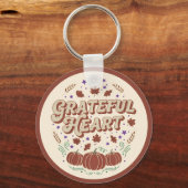 Grateful Heart Autumn Pumpkin Design Sleutelhanger (Achterkant)