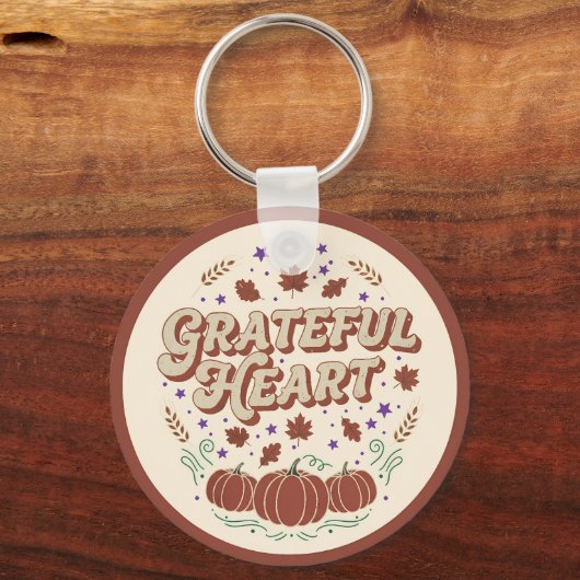 Grateful Heart Autumn Pumpkin Design Sleutelhanger (Voorkant)