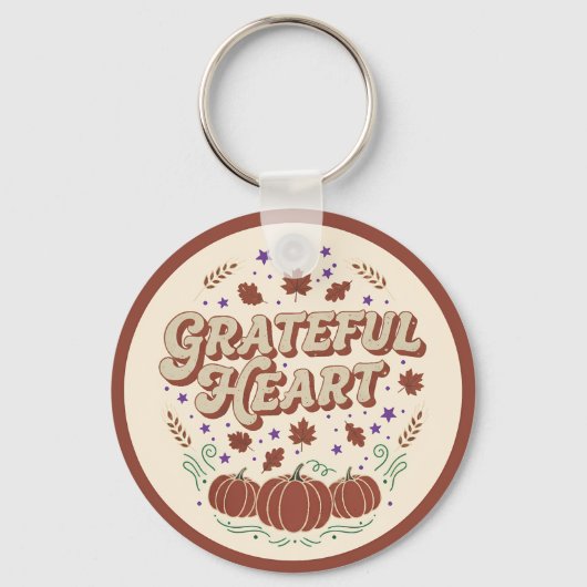 Grateful Heart Autumn Pumpkin Design Sleutelhanger (Achterkant)