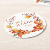 Grateful Heart Autumn verliest Thanksgiving Ronde Kartonnen Onderzetter (Gebogen)