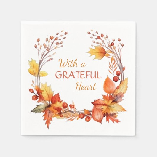 Grateful Heart Autumn verliest Thanksgiving Servet (Voorkant)
