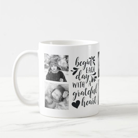 Grateful Heart Black and White Photo Mok (Links)