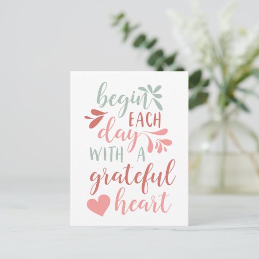 Grateful Heart | Grafiek met handschrift Briefkaart (Staand voorkant)