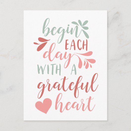 Grateful Heart | Grafiek met handschrift Briefkaart (Voorkant)
