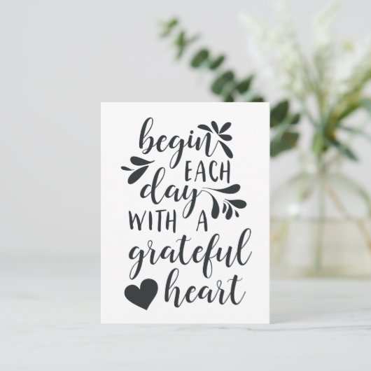 Grateful Heart | Grafiek met handschrift Briefkaart (Staand voorkant)
