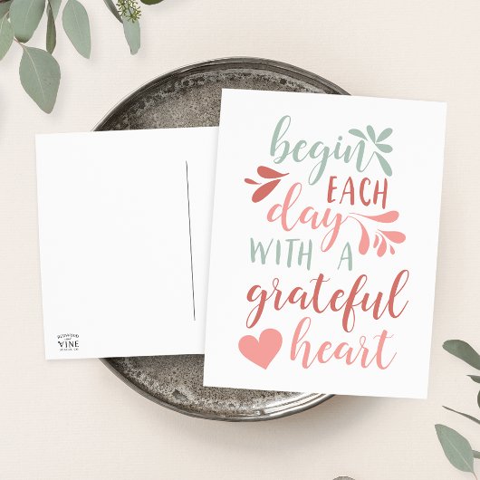 Grateful Heart | Grafiek met handschrift Briefkaart