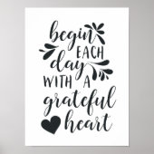 Grateful Heart | Grafiek met handschrift Poster (Voorkant)